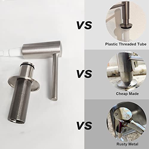 EADOT Brushed Nickel Built in Soap Dispenser for Kitchen Sink with 17 OZ PET Bottle Brass Pump Head Deck Mounted Dish Soap Dispenser - Image 2