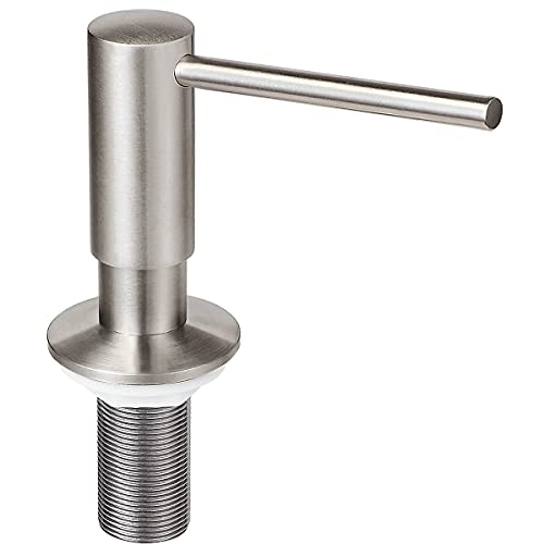 EADOT Brushed Nickel Built in Soap Dispenser for Kitchen Sink with 17 OZ PET Bottle Brass Pump Head Deck Mounted Dish Soap Dispenser - Image 1