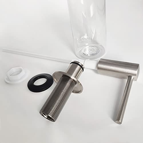 EADOT Brushed Nickel Built in Soap Dispenser for Kitchen Sink with 17 OZ PET Bottle Brass Pump Head Deck Mounted Dish Soap Dispenser - Image 3