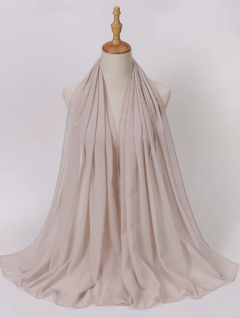 Dujalil Chiffon Lightweight Sheila & Hijab Scarf for Women, Cream #058, 200 x 70 cm, Indonesian Fabric - Image 1