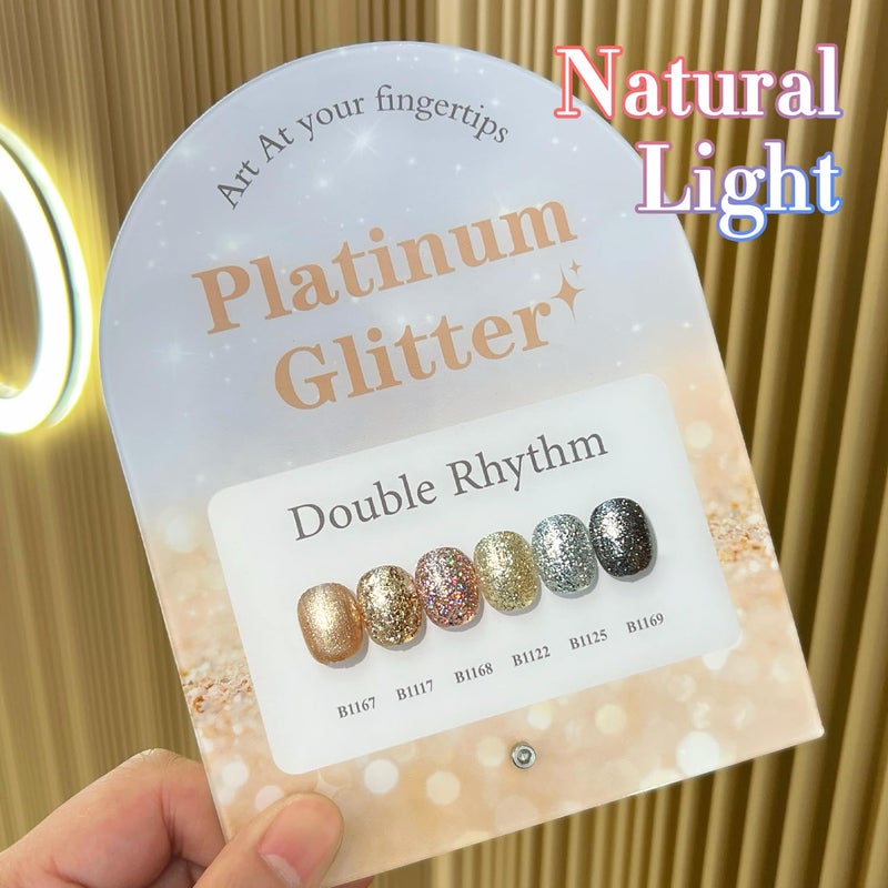 Double Rhythm 0.5 Oz Glitter Gel Polish Set of 6 Color with Display Borad 15 ml Full Size Kit Shimmer Reflective Sparkle Soak Off Manicure Salon DIY at Home (Rose Gold Silver Black Bright-T6-38) - Image 4