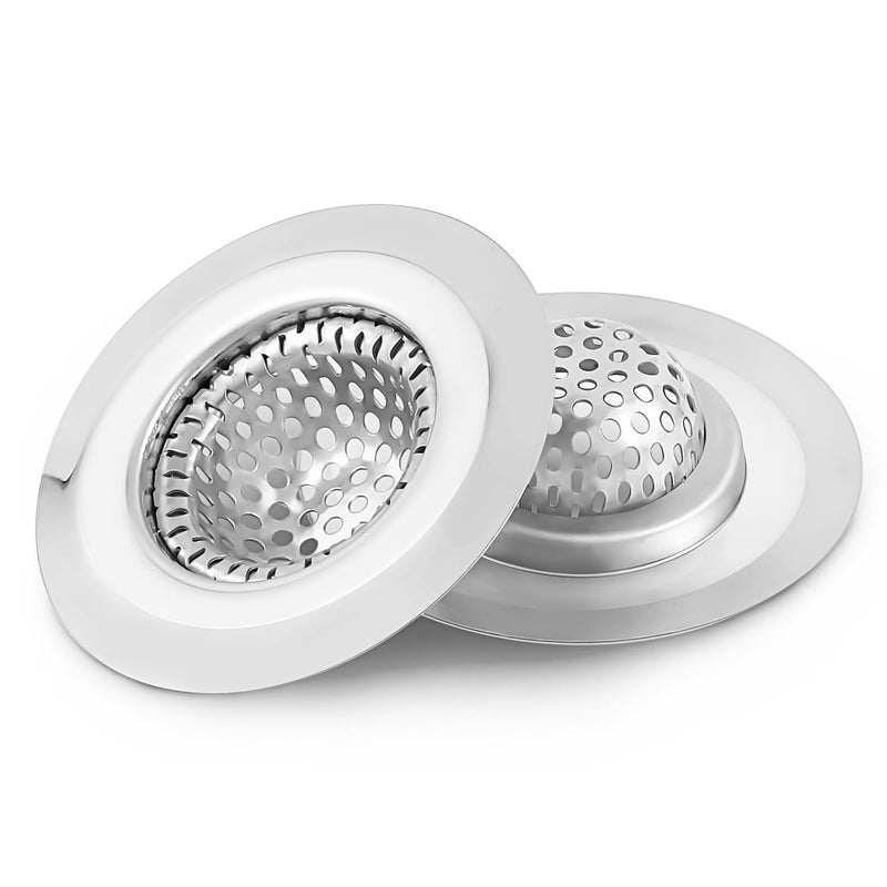 CORNERJOY 2PCS Bathroom Sink Drain Strainer Cover - 2.19 inch Shower Drain Hair Catcher, Stainless Steel Sink Strainer Filter Basket for Wash Basin Sink, Utility, Slop, Laundry, RV and Lavatory - Image 1
