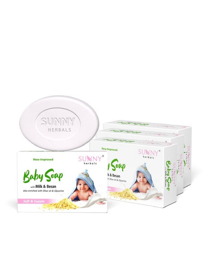 Sunny Herbals Baby Care Soap for Soft & Gentle Baby Skin | With Milk & Besan | Enriched With Olive Oil & Glycerine, 75 gm (Pack of 4) - Image 1
