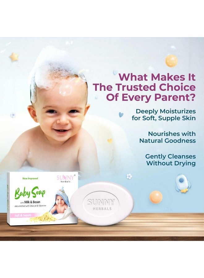 Sunny Herbals Baby Care Soap for Soft & Gentle Baby Skin | With Milk & Besan | Enriched With Olive Oil & Glycerine, 75 gm (Pack of 4) - Image 4