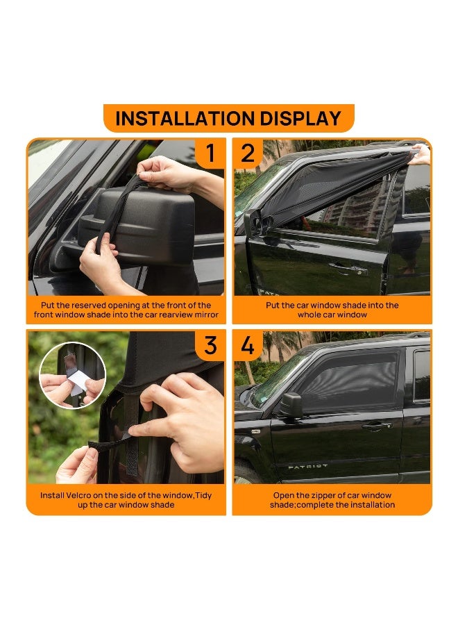 Car Window Shades, Front Side Window, 2 PCS Breathable Mesh Side Window Sun Shade for Driver, Front Side Window Screen for Camping, Protection Privacy, Family When Parking on Trips (125 x 50cm)