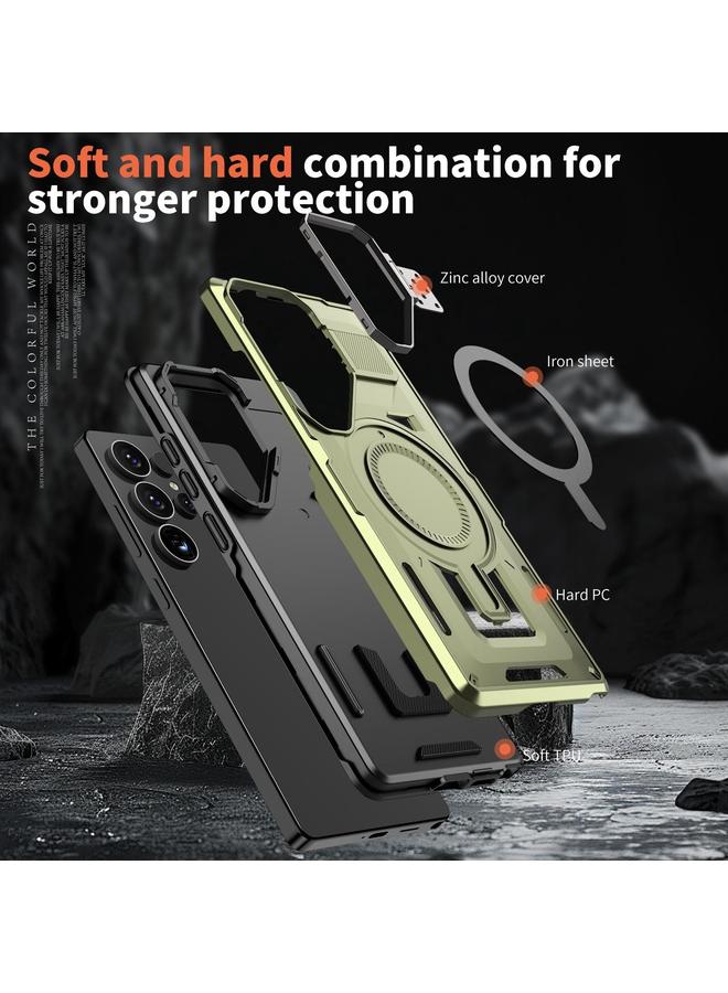 S-TOP Case For Samsung Galaxy S23 5G Shield Hollow Frame Holder MagSafe Phone Case - Image 5