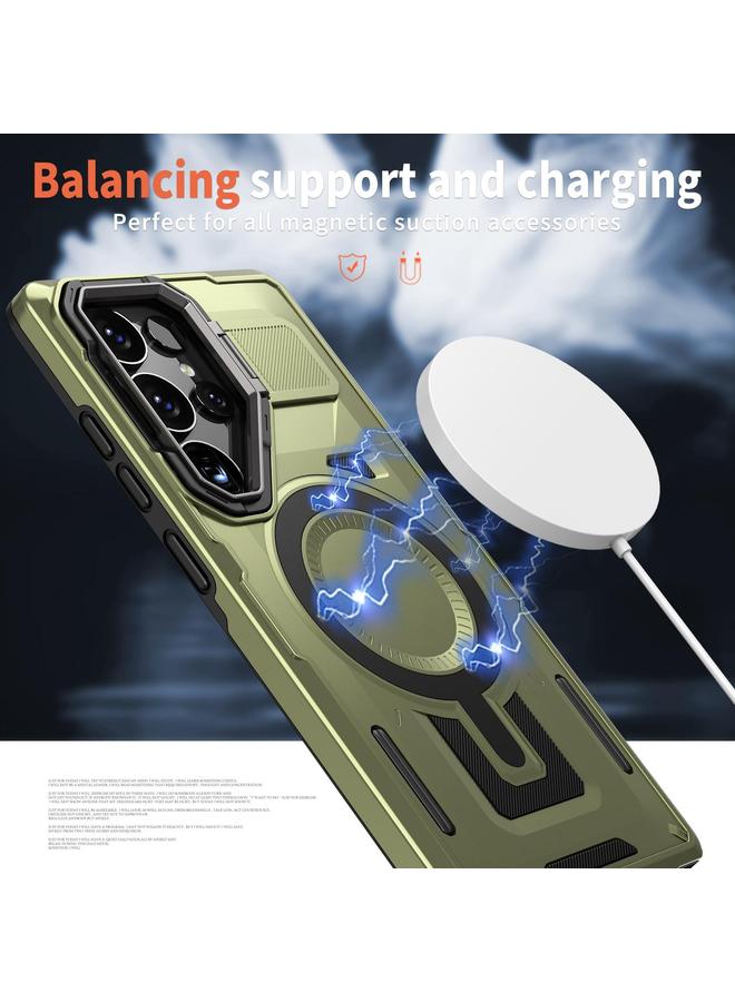 S-TOP Case For Samsung Galaxy S23 5G Shield Hollow Frame Holder MagSafe Phone Case - Image 3