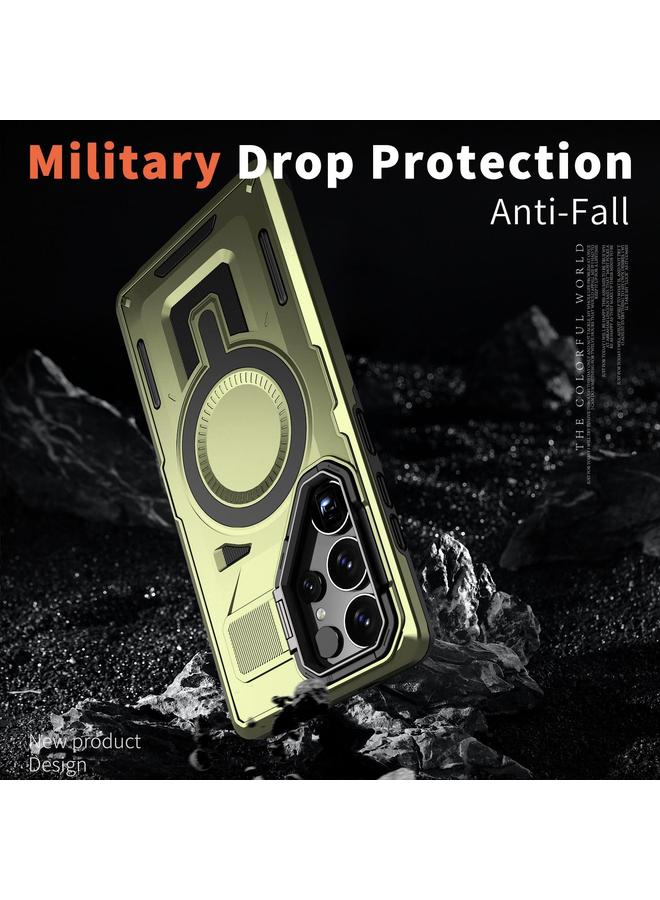 S-TOP Case For Samsung Galaxy S23 5G Shield Hollow Frame Holder MagSafe Phone Case - Image 4