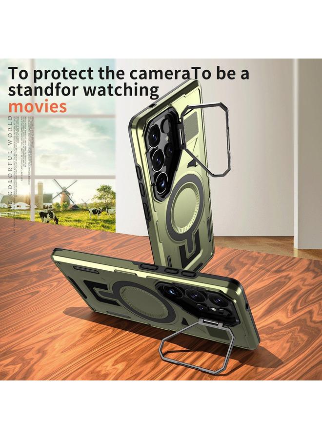 S-TOP Case For Samsung Galaxy S23 5G Shield Hollow Frame Holder MagSafe Phone Case - Image 2