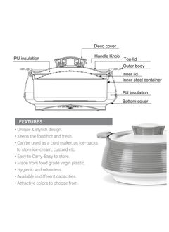 Milton Milton Venice Regular Insulated Inner Stainless Steel Casserole, Set of 3, (850 ml, 1.35 Litres, 1.85 Litres), Grey | BPA Free | Food Grade | Easy to Carry | Easy to Store Multicolour  - Image 4