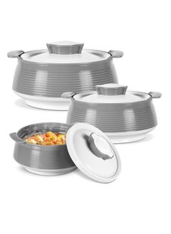 Milton Milton Venice Regular Insulated Inner Stainless Steel Casserole, Set of 3, (850 ml, 1.35 Litres, 1.85 Litres), Grey | BPA Free | Food Grade | Easy to Carry | Easy to Store Multicolour  - Image 2