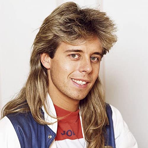 Baruisi Mens Mullet Wig 70s 80s Halloween Cosplay Costume Wigs for Fancy Dress,Light Brown - Image 1