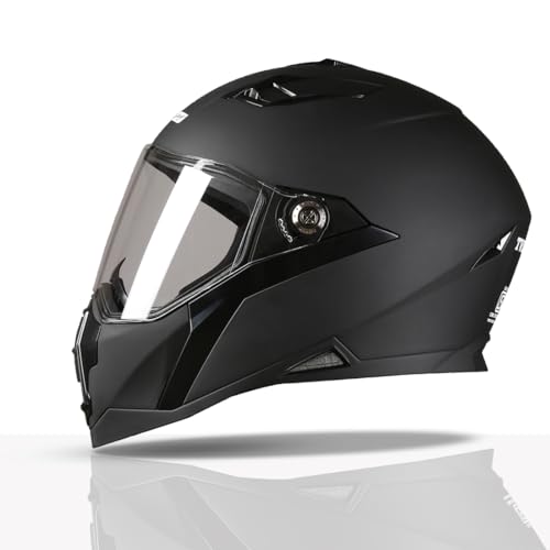 TVS Racing Anti Matter Full Face Helmet for Bike & Motorcycle Riders-DOT & ISI Certified-Lightweight ABS Shell, UV Resistant-Ventilated Comfort Liner, Quick-Release Visor & Chin Strap (Matt Black/XL) - Image 1