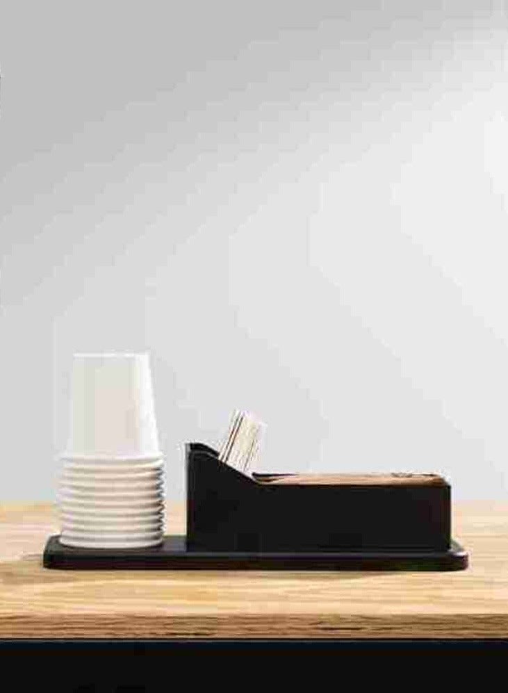 أخوة ثلاثي الأبعاد منظم محطة القهوة - حامل مستلزمات الشاي والقهوة مع مساحة لتكديس الأكواب - للمطبخ أو غرفة استراحة المكتب - باللون الأسود - Image 5