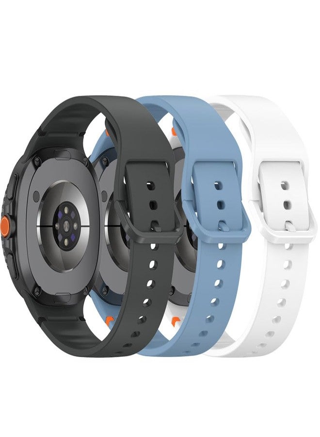 Sankel [3 Pack] Straps Compatible for Samsung Galaxy Watch 8 40mm 44mm/Galaxy Watch 8 Classic 46mm Bands, Soft Silicone Sport Replacement Straps Wristband for Women Men (White+Space Gray+Official Blue) - Image 3