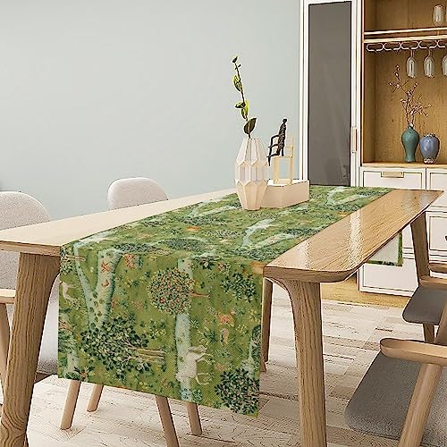 SXXLDNG William Morris Original Design Green Table Runner Vintage Floral Table Runner for Dining Table Decor 13 x 36 Inch - Image 2