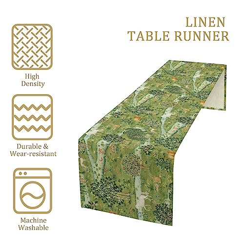 SXXLDNG William Morris Original Design Green Table Runner Vintage Floral Table Runner for Dining Table Decor 13 x 36 Inch - Image 4