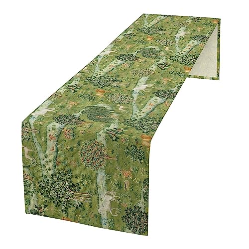 SXXLDNG William Morris Original Design Green Table Runner Vintage Floral Table Runner for Dining Table Decor 13 x 36 Inch - Image 1