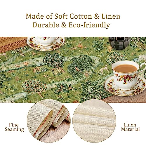 SXXLDNG William Morris Original Design Green Table Runner Vintage Floral Table Runner for Dining Table Decor 13 x 36 Inch - Image 5