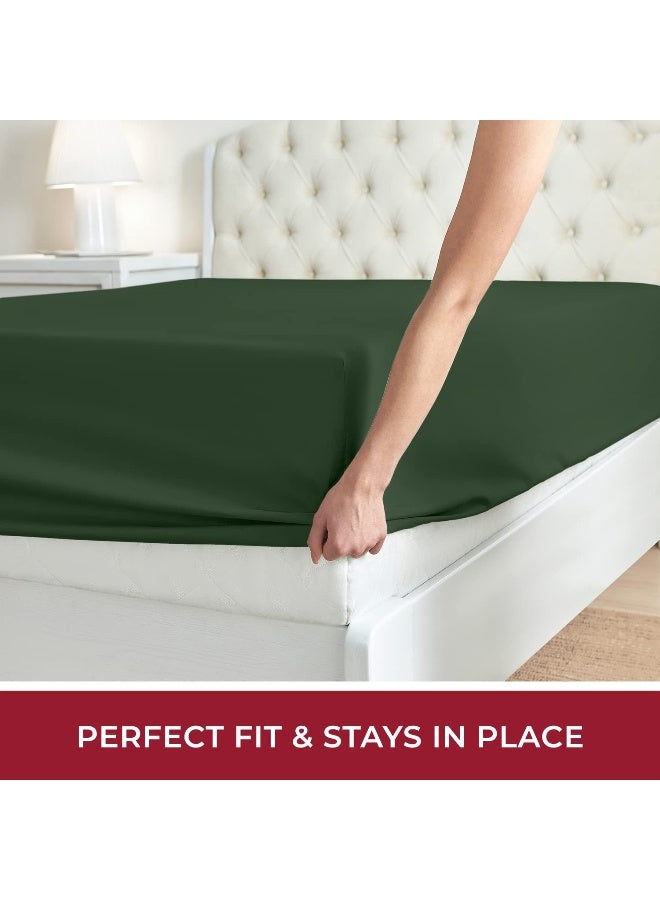 Mellanni Queen Fitted Sheet  Iconic Collection Bedding Sheets with up to 16 inch Deep Pocket  Soft  Cooling  Fade  Stain Resistant  1 PC Queen Emerald Green - Image 2