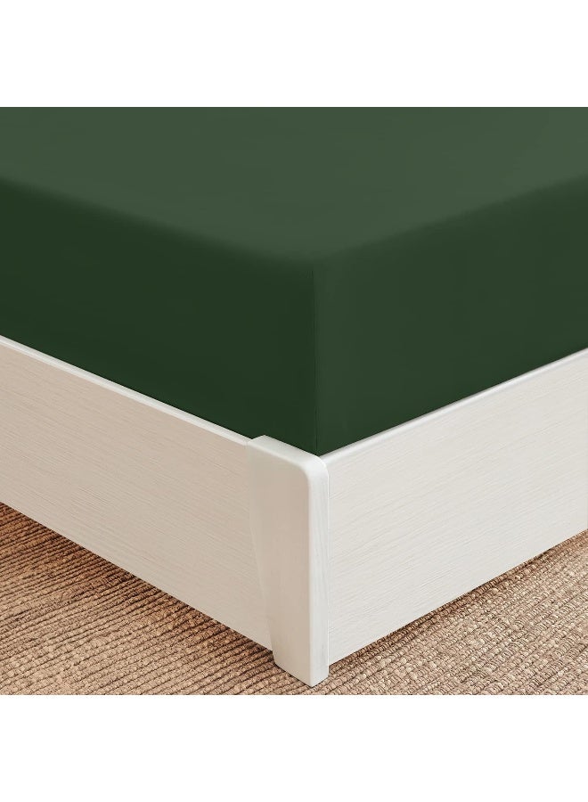 Mellanni Queen Fitted Sheet  Iconic Collection Bedding Sheets with up to 16 inch Deep Pocket  Soft  Cooling  Fade  Stain Resistant  1 PC Queen Emerald Green - Image 4