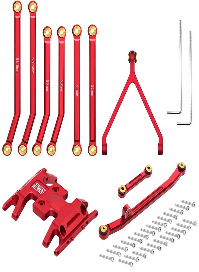 EPINON Aluminum High Clearance Chassis Links Suspension Links Steering Links and Skid Plate Set for 1/24 Axial SCX24 Bronco/JLU/C10 Upgrade Parts (Red) - Image 1