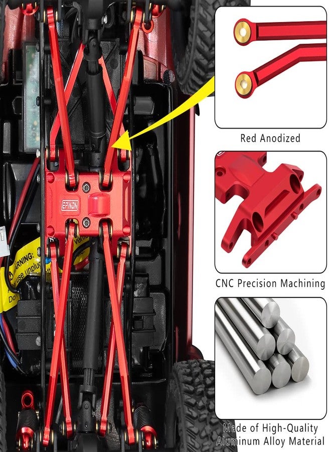 EPINON Aluminum High Clearance Chassis Links Suspension Links Steering Links and Skid Plate Set for 1/24 Axial SCX24 Bronco/JLU/C10 Upgrade Parts (Red) - Image 5
