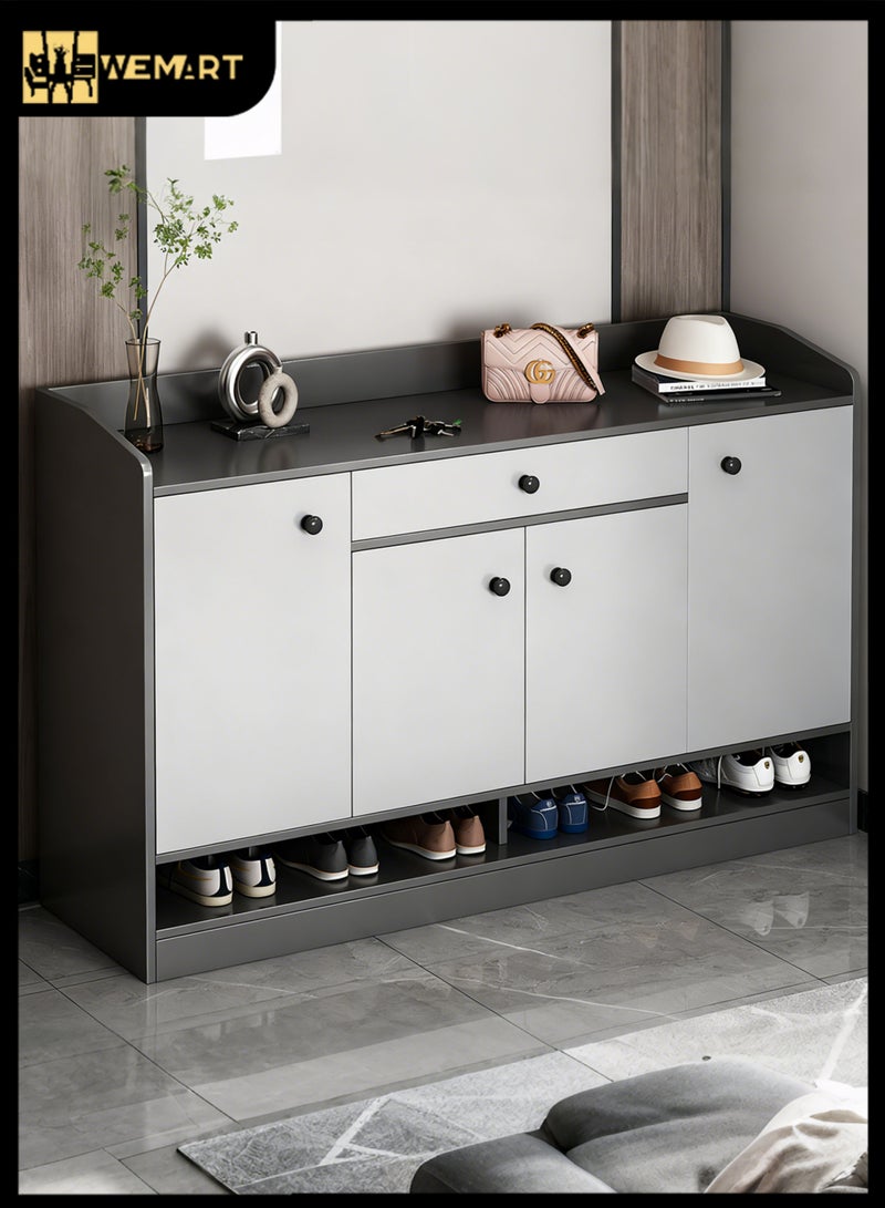 WEMART Shoe Cabinet with 3 Flip Drawers & 2 Drawers,house Shoe Storage Cabinet for Entryway,Slim Freestanding Narrow Organizer Rack for Front Door Entrance,Rustic Grey/White - Image 1