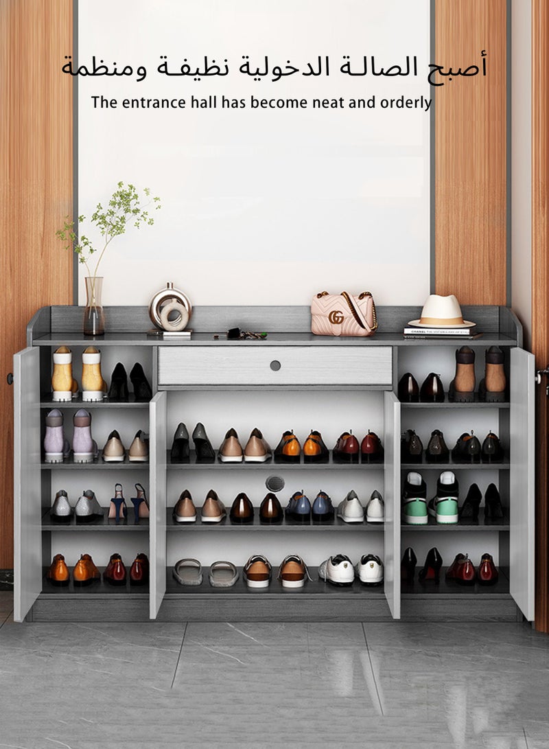 WEMART Shoe Cabinet with 3 Flip Drawers & 2 Drawers,house Shoe Storage Cabinet for Entryway,Slim Freestanding Narrow Organizer Rack for Front Door Entrance,Rustic Grey/White - Image 2