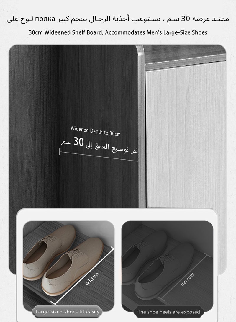 WEMART Shoe Cabinet with 3 Flip Drawers & 2 Drawers,house Shoe Storage Cabinet for Entryway,Slim Freestanding Narrow Organizer Rack for Front Door Entrance,Rustic Grey/White - Image 4