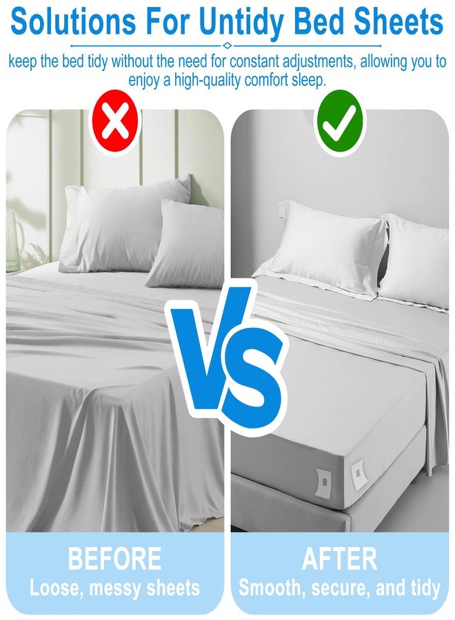 Scartink Bed Sheet Holders for Corners,Upgrade Secure Fitted Sheet Holders Keep Sheets Firm and Tight,4Pcs Heavy-Duty Bed Sheet Locks,Sheet Clips Fit Any Mattresses Size,Easy Installation,White - Image 2