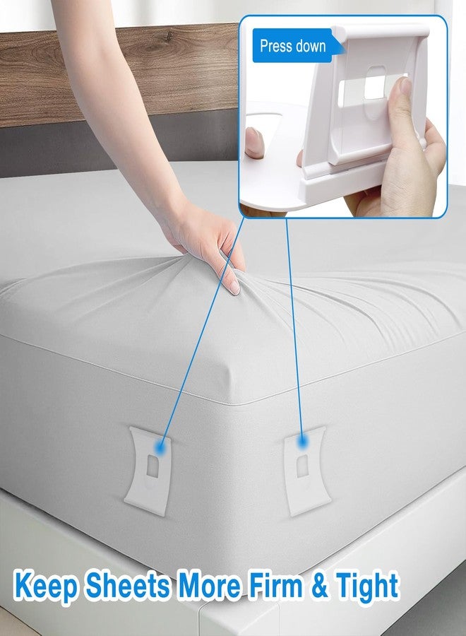 Scartink Bed Sheet Holders for Corners,Upgrade Secure Fitted Sheet Holders Keep Sheets Firm and Tight,4Pcs Heavy-Duty Bed Sheet Locks,Sheet Clips Fit Any Mattresses Size,Easy Installation,White - Image 4