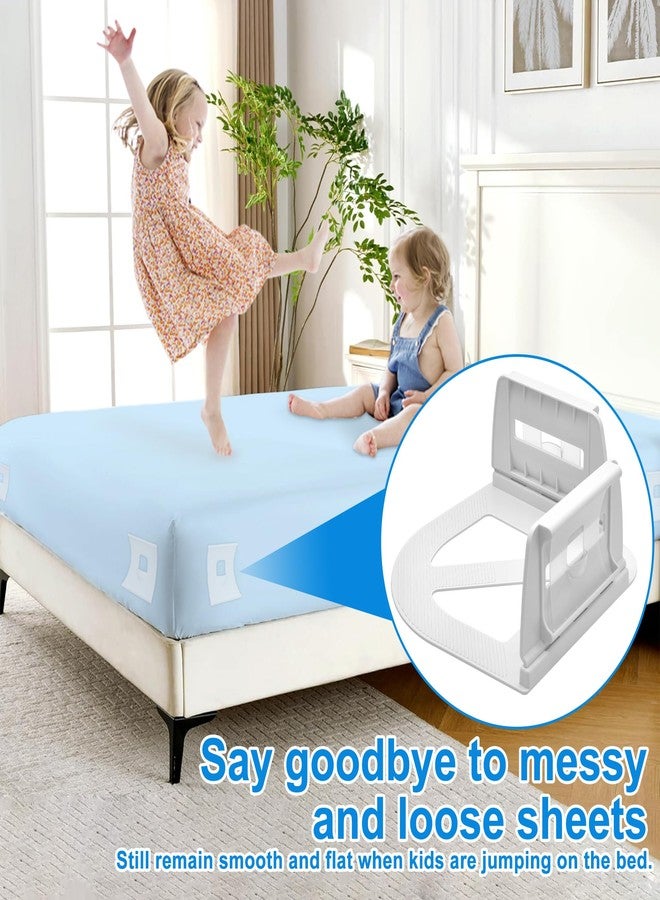 Scartink Bed Sheet Holders for Corners,Upgrade Secure Fitted Sheet Holders Keep Sheets Firm and Tight,4Pcs Heavy-Duty Bed Sheet Locks,Sheet Clips Fit Any Mattresses Size,Easy Installation,White - Image 3