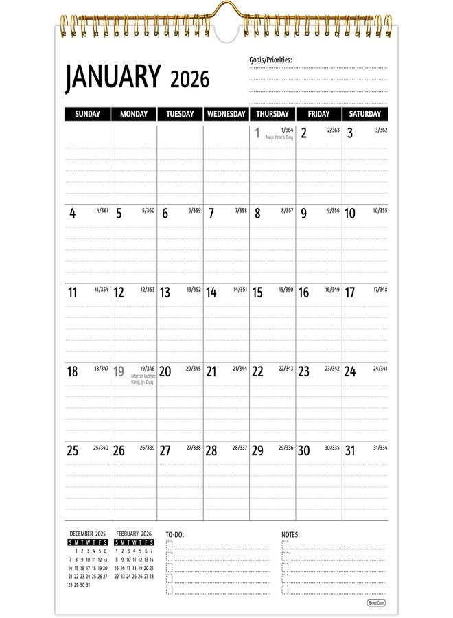 BowCuk Wall Calendar 2026-2027 - Calendar 2026-2027 Wall, 2 Year Calendar, Jan 2026 - Dec 2027, 11.5 x 14.5 In, 2026 Calendar with Large Blocks, Thick Paper, Holidays, To-do ＆ Notes, Great for Organizing - Image 1