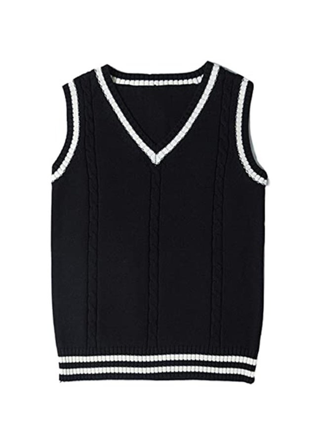 NIBEMINENT Women Sleeveless Sweater Sleeveless Vest Sweater Uniform V-Neck Vest Spring Winter Comfy - Image 1
