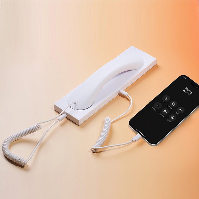 Vintage Telephone Handset Type C Wired Retro Phone Receiver With Volume Control Built In Microphone And Speaker For Home Office Use White - Image 2