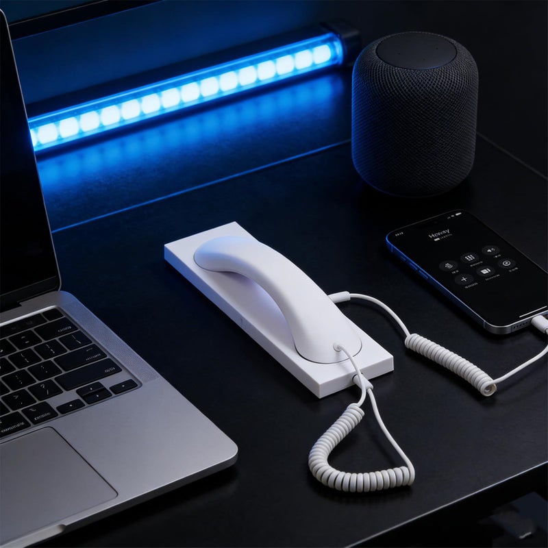 Vintage Telephone Handset Type C Wired Retro Phone Receiver With Volume Control Built In Microphone And Speaker For Home Office Use White - Image 5