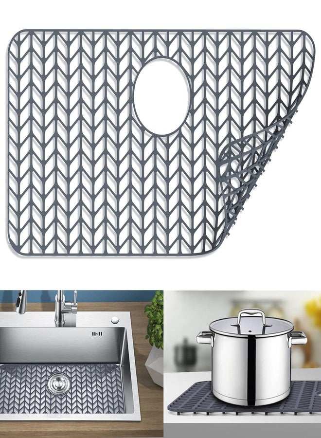 JIUBAR sink protector for kitchen sink,26''x 14''silicone sink mat - for Protection of Stainless Steel Sink with Rear Drain (Grey)… - Image 1