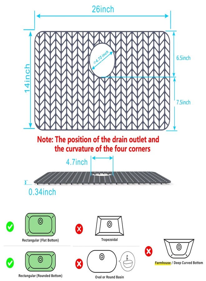 JIUBAR sink protector for kitchen sink,26''x 14''silicone sink mat - for Protection of Stainless Steel Sink with Rear Drain (Grey)… - Image 2