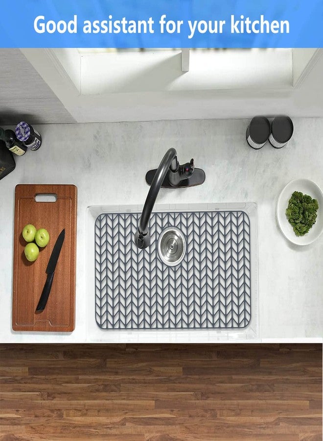 JIUBAR sink protector for kitchen sink,26''x 14''silicone sink mat - for Protection of Stainless Steel Sink with Rear Drain (Grey)… - Image 4