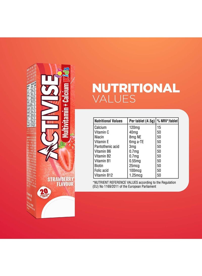 Activise Activise Kids Multivitamin + Calcium Effervescent Tablets, Strawberry 20's  - Image 2