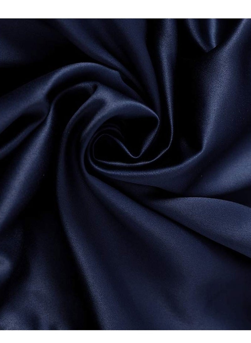 MARGOUN Men's Dressing Gown Kimono Robe Lightweight Silk Long Sleeved Home Sleepwear Loungewear Blue Large(Length 47''/Chest 25'') - Image 5