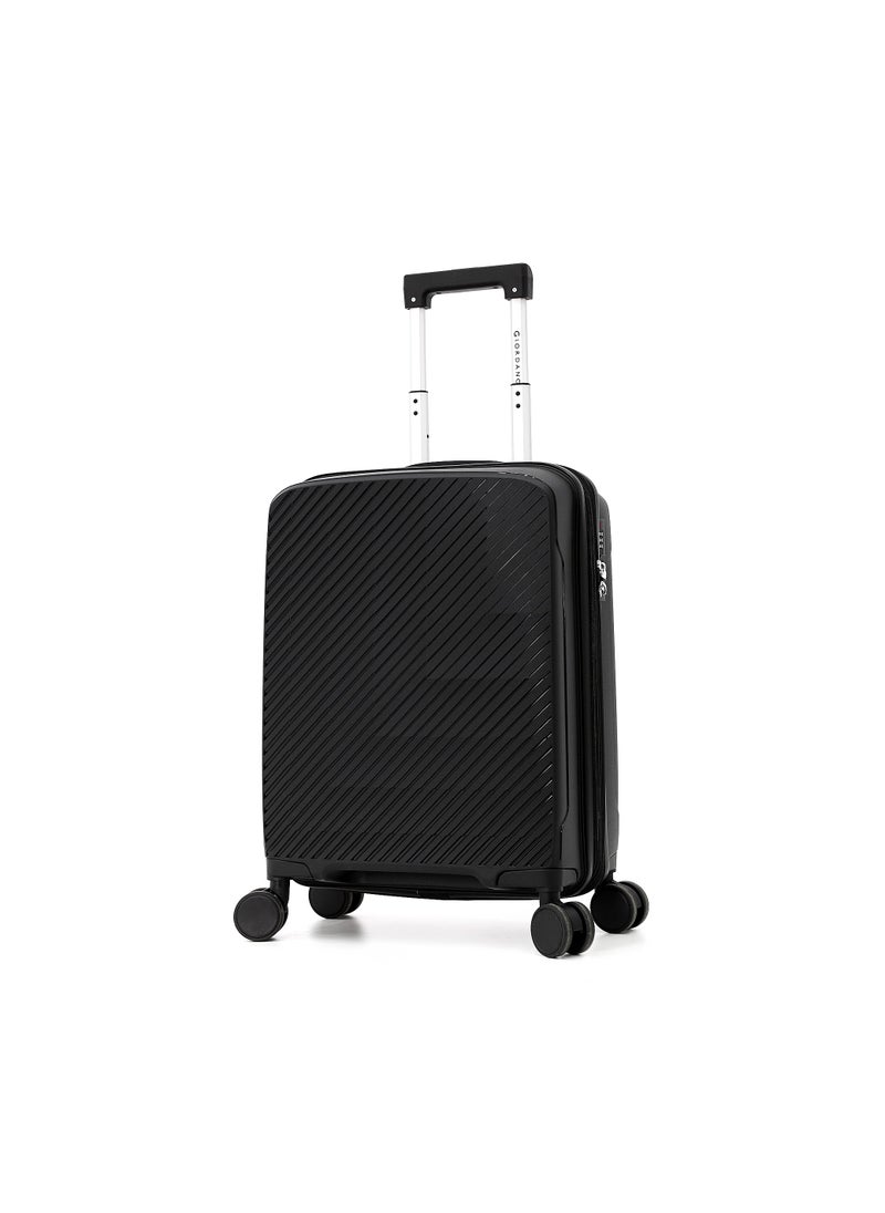 GIORDANO Unbreakable Hardshell PP Luggage Trolley Bag 20 inch Cabin Size With Double Spinner Wheels,Black  - Image 1