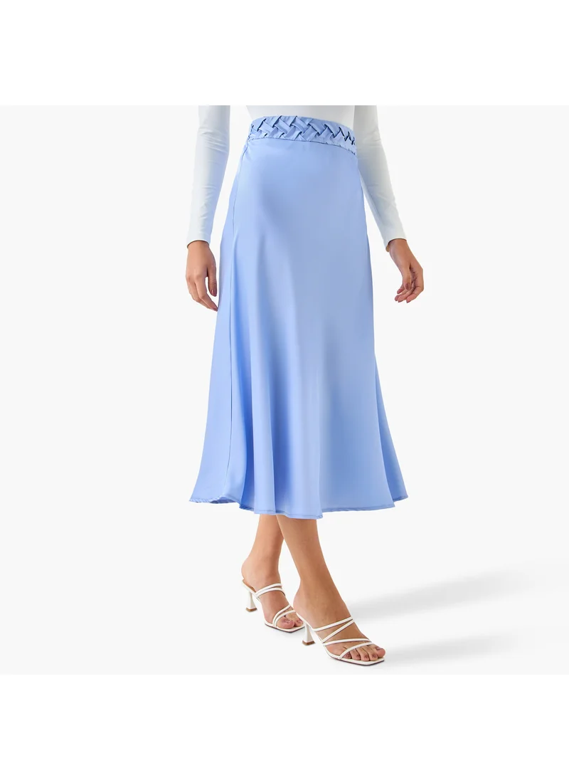 Splash FAV Satin Midi Skirt with Braided Waist Detail