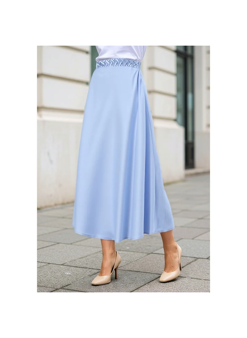 FAV Satin Midi Skirt with Braided Waist Detail