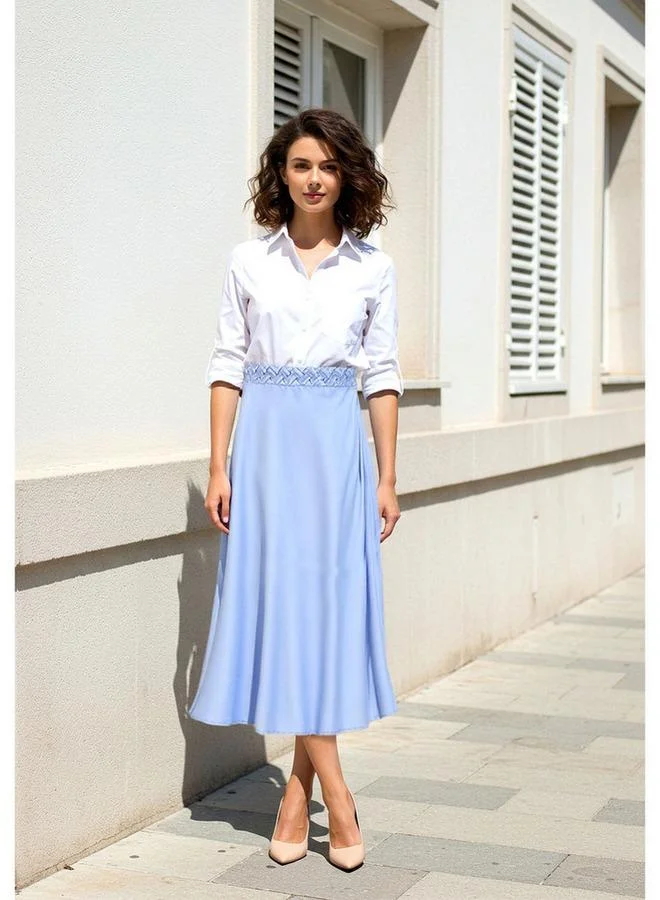 Splash FAV Satin Midi Skirt with Braided Waist Detail