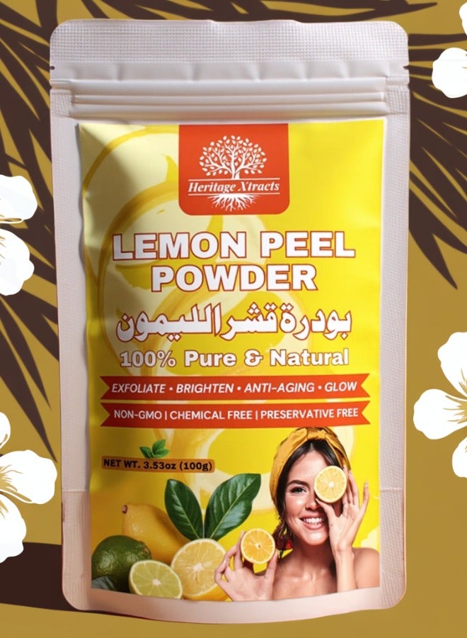 Heritage Xtracts Pure Lemon Peel Powder 100gm | Natural Skin Brightening, Anti-Acne & Exfoliating | For Face & Skin Care 