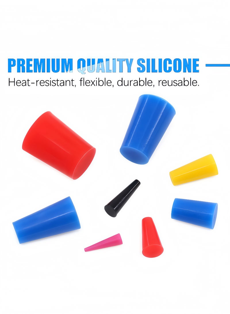 Peachjoy 100Pcs Silicone Rubber Tapered Plug Assortment Kit, Silicone Rubber Tapered Plug, lab Rubber stoppers for Masking Off Holes During Powder Coating, Non-Toxic, Flexible, Reusable - Image 4