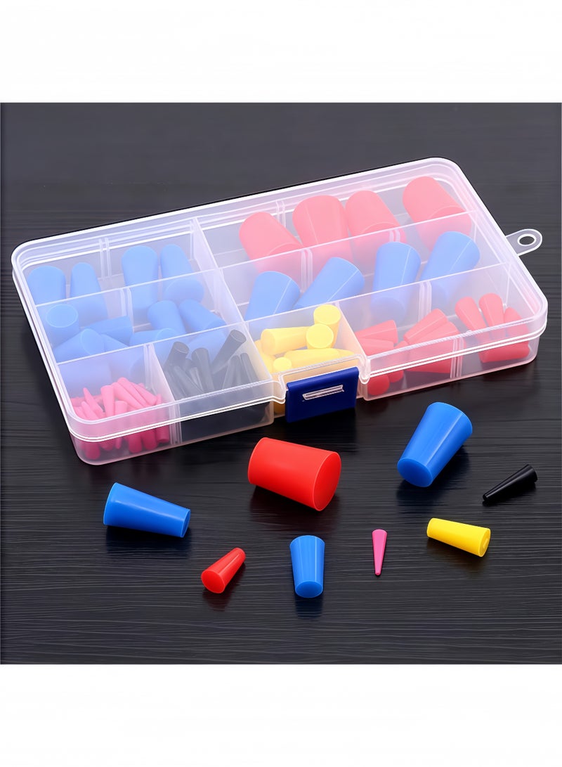Peachjoy 100Pcs Silicone Rubber Tapered Plug Assortment Kit, Silicone Rubber Tapered Plug, lab Rubber stoppers for Masking Off Holes During Powder Coating, Non-Toxic, Flexible, Reusable - Image 5
