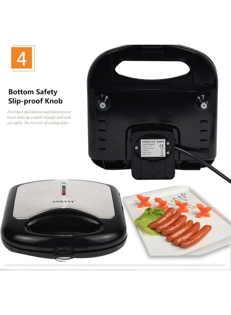 Sokany Electric Crispy Corn Hotdog Waffle Maker | Mini Panini & Sausage Baking Machine | French Muffin Hot Dog Lolly Stick Breakfast Grill - Image 5